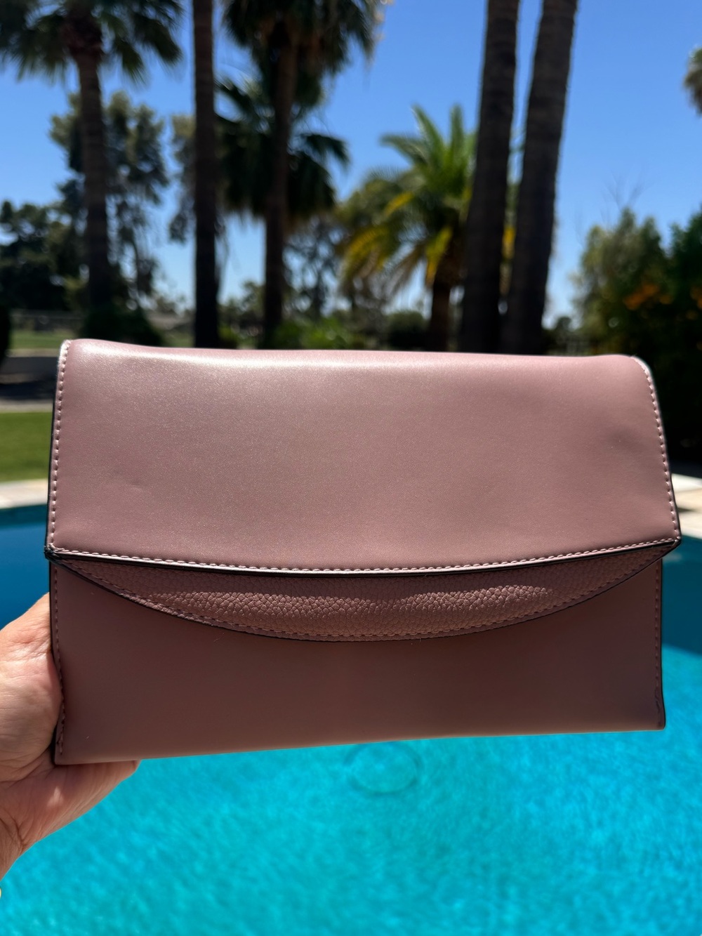 A New Day NWT Mauve Envelope Clutch optional Wristlet